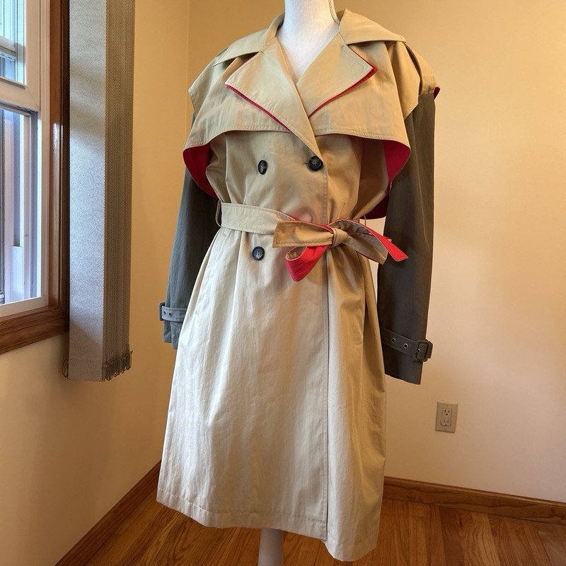 Noize Charlotta Tie Waist Double Breasted Trench Coat; Camel; Size Medium