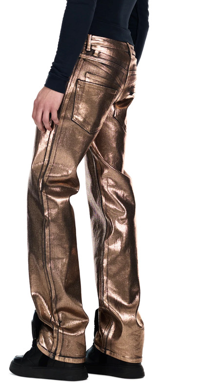 NWT Ottolinger loose fit denim painted pants jeans black/bronze large gallery
