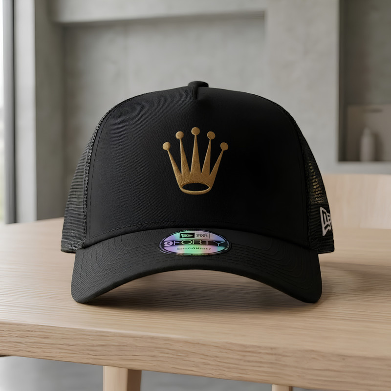 rolex gold logo Embroidered Hat 9FORTY Black Baseball Cap Mesh Trucker Men gallery