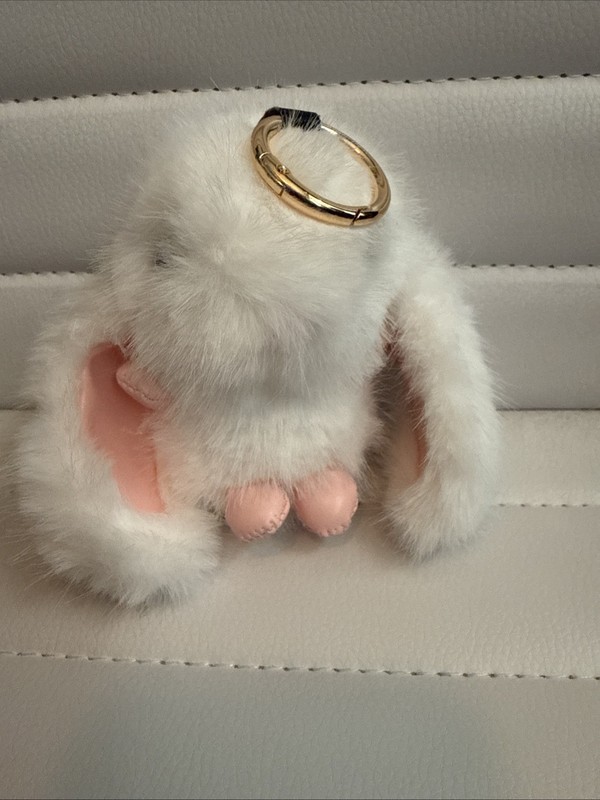 CUTE WHITE RABBIT WITH BIG EARS PURSE CHARM NWOT