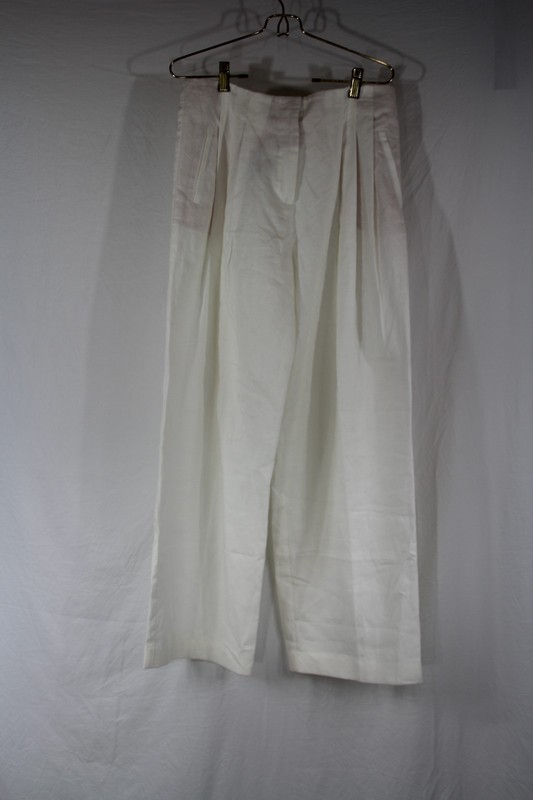 Massimo Dutti Women’s Slacks Pants EU 36 US 4 White Pleated Linen Blend NEW