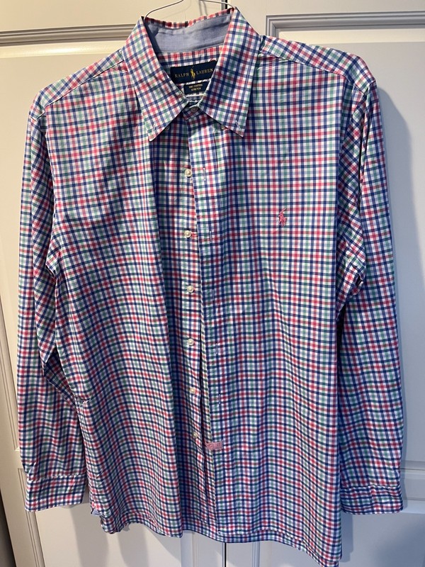 Lauren Ralph Lauren Classic Fit Blue/Pink/ Green Button up Size Large