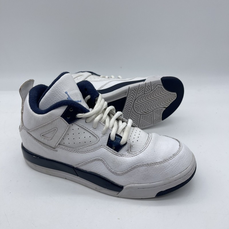 Jordan 4 Retro LS Legend Boys’ Size 3Y Sneakers 707430-107 White Navy Blue Shoes