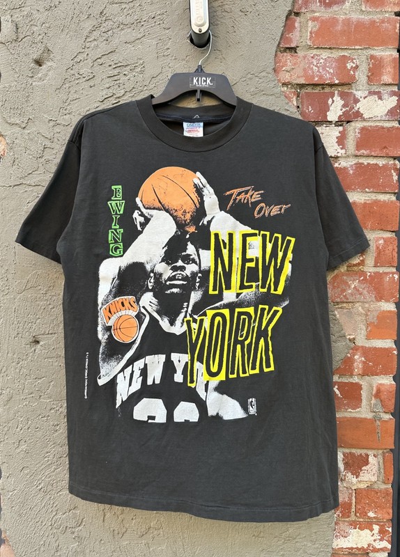 Chalamet Wore Vintage NY Knicks Patrick Ewing Auto Magic Johnson Tee Shirt