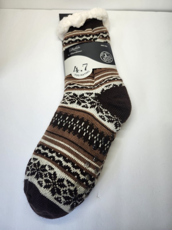 Fashion by Mirabeau Brown Super Soft Thermal Knit Slipper Socks Girls Womens