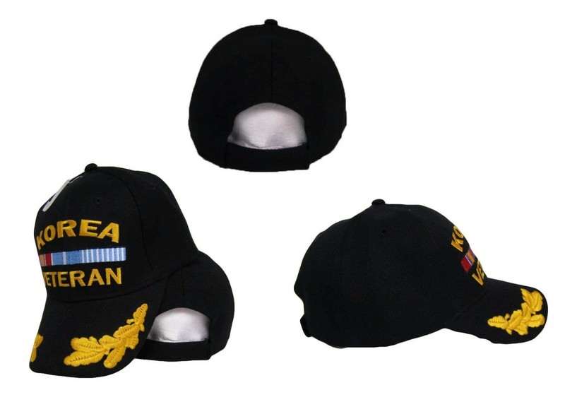 Korea Korean War Veteran Feathers Egg Style Embroidered Black Cap Hat (Licensed)