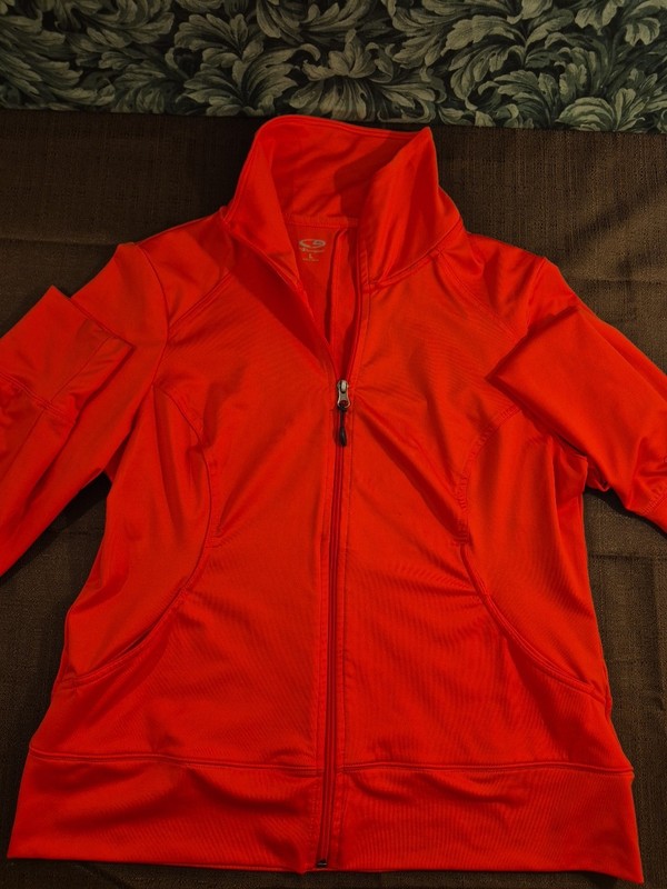 Champion Womans Windbreaker Jacket Full Zip Size Large Red