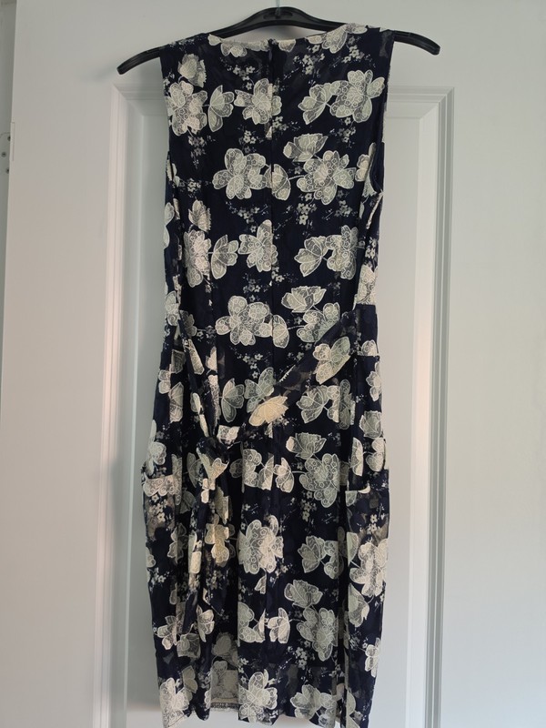 Mela Loves London Uk10 Navy White Floral Tie Back Sleeveless Dress With Pockets. gallery