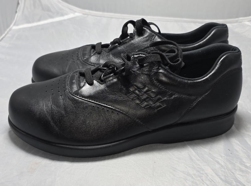 SAS Free Time Orthotic Walking Shoes Womens Size 9.5 W Wide Black Leather Oxford