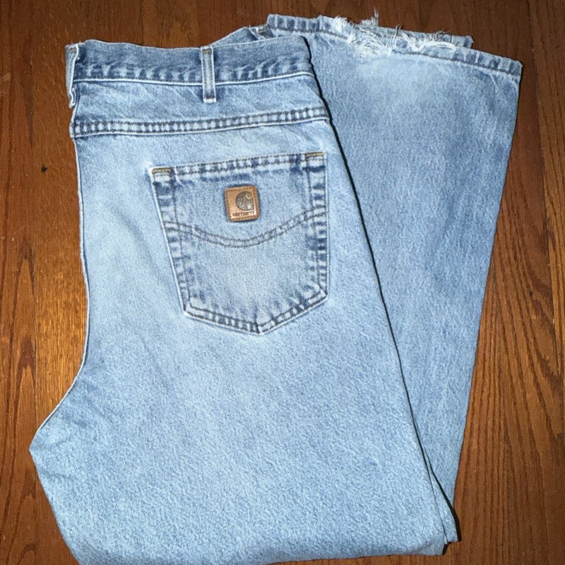 Distressed Carhartt Men’s Relaxed Fit Size 38×30 Blue Denim 100% Cotton Jeans