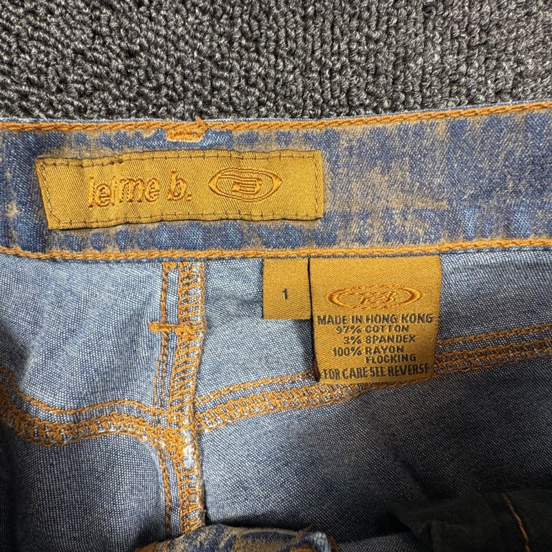 Vintage Bongo Let Me B. Flocked Flare Jeans Womens 1 Button Fly No Back Pockets gallery