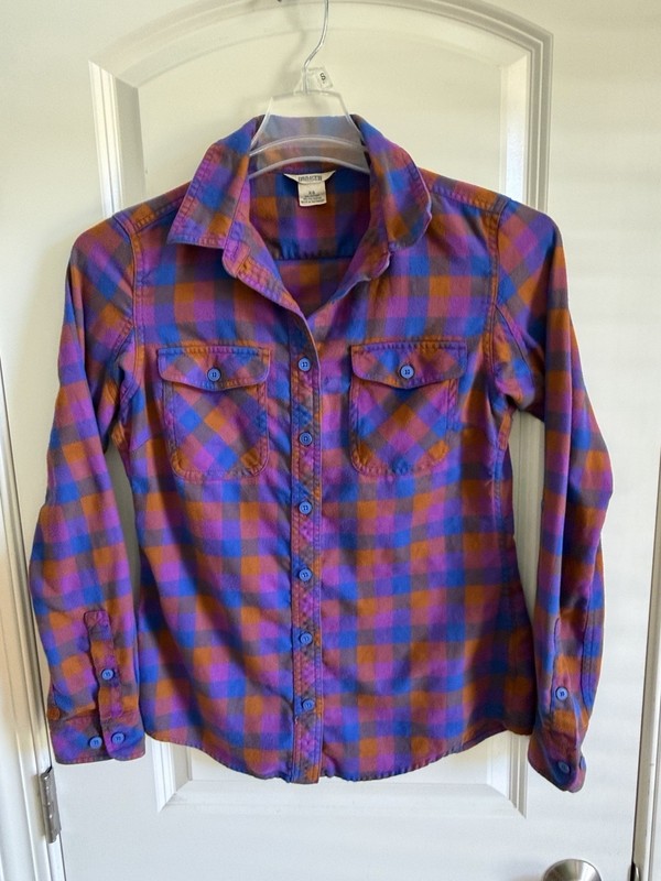 Duluth Trading Women’s Plaid Flannel Button-Up Shirt XS Collared Pockets