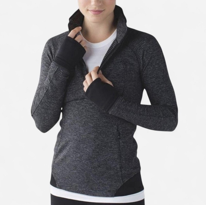 lululemon Runderful Dark Heather Gray Black 1/2 Zip Pullover Women’s Size 10