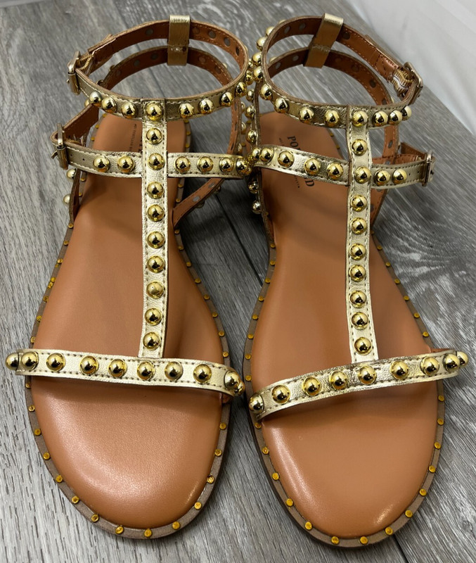 Portland by Portland Boot Company Womens Studded Gladiator Sandal, Gold Size 7.5