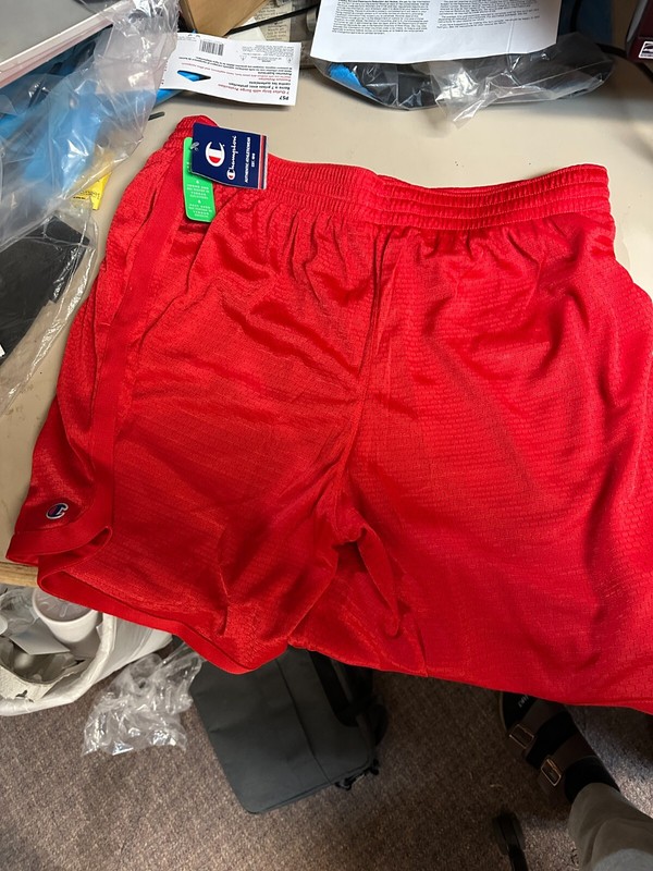 Champion Mesh Basketball Shorts Pockets Mens 7″ large lined Red large