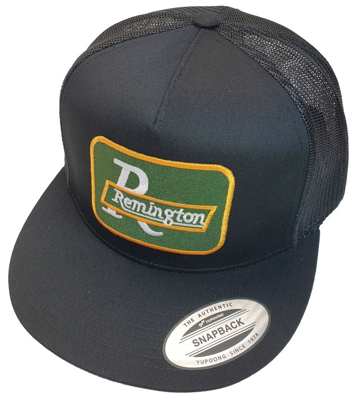 Remington Arms Patch on Trucker Hat Yupoong/YP Classic 6006 Snapback Black/Black