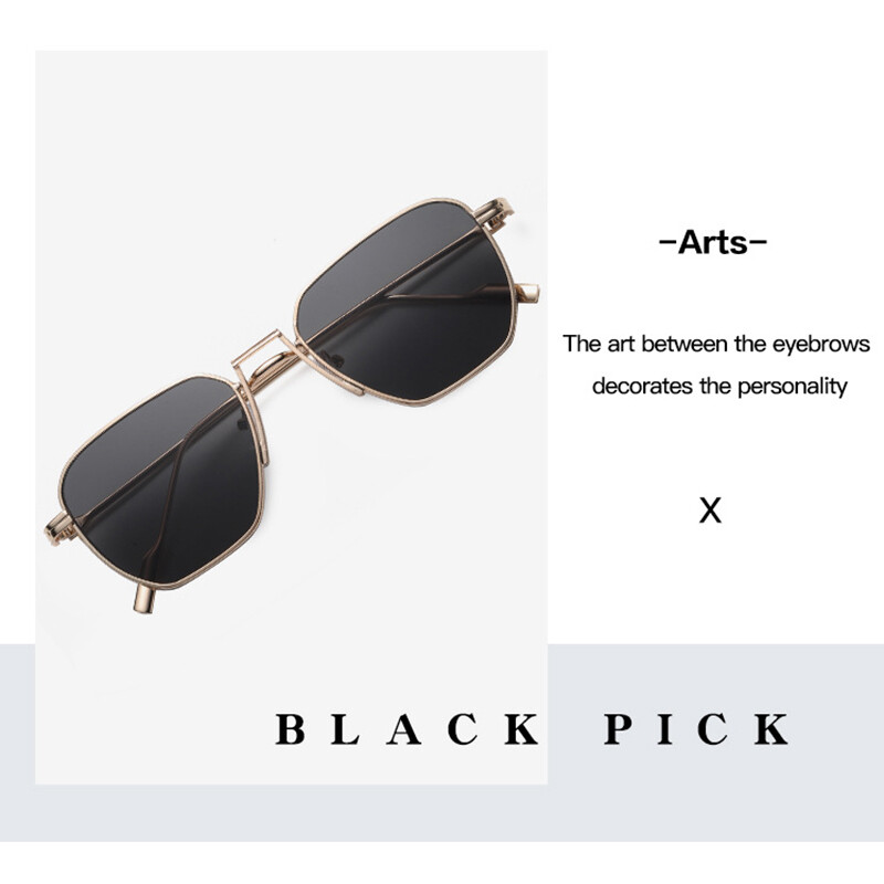Vintage Square Sunglasses 90s Retro Steampunk Metal Sun Glasses Classic Eyewear gallery