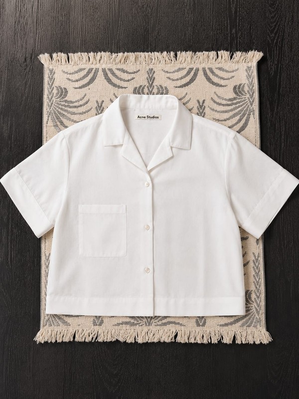 Acne Studios White Short Sleeve Cotton Shirt, Size 32