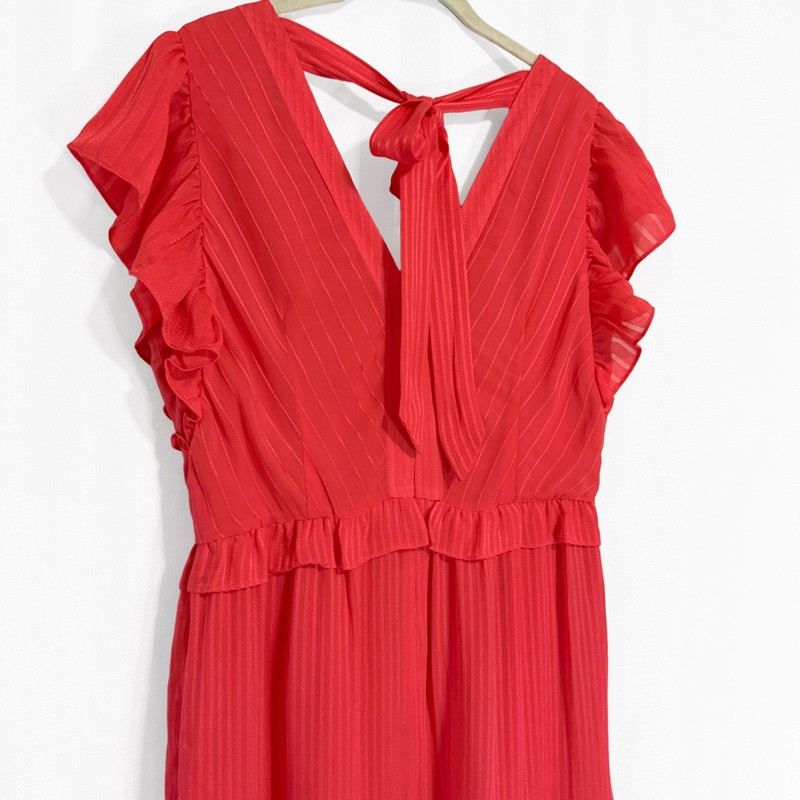 Ted Baker London Tiliana Coral Red Ruffle Tiered Midi Dress Size 3 gallery