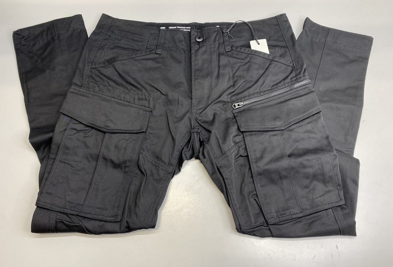 G-Star Raw Mens Cargo Pant Dark Black Size 38×34 Rovic Zip 3D Regular Tapered
