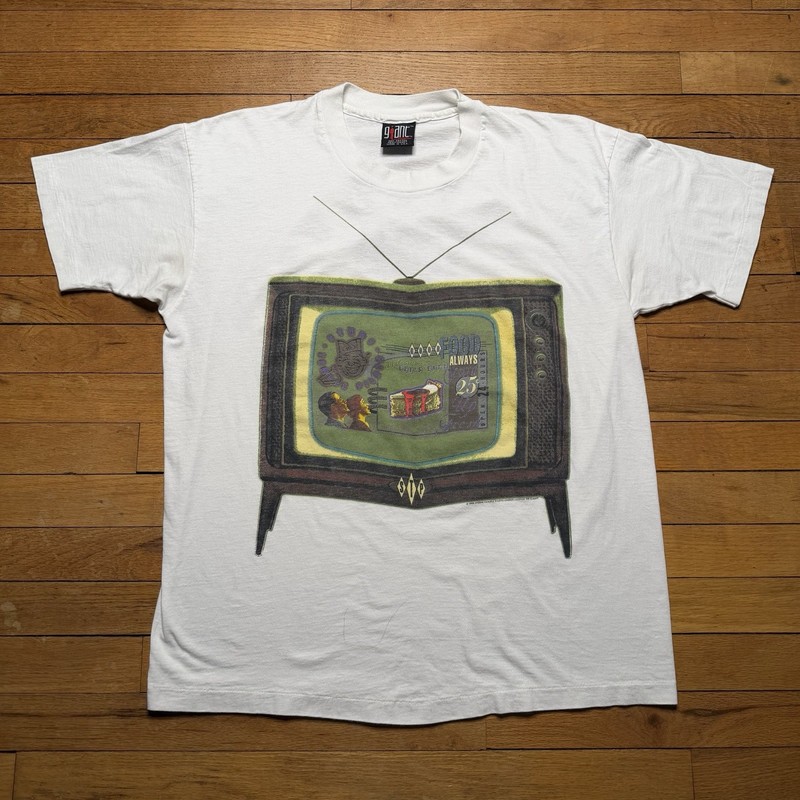 Vintage 90’s Stone Temple Pilots TV Graphic Band T Shirt White 1993 Size XL