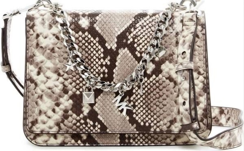 Michael Kors Mott Charm Swag Shoulder Embossed Leather In «Python» NWT $328