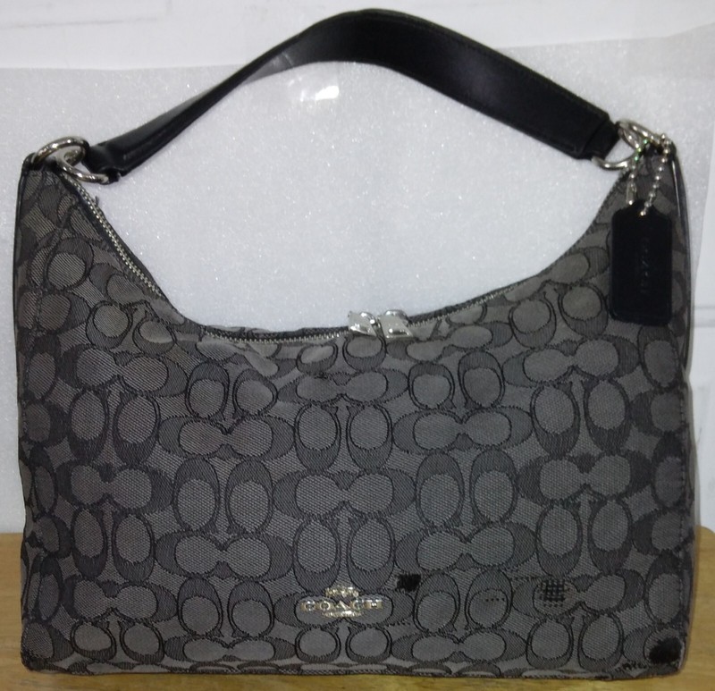 Coach Celeste F58284 Convertible Hobo Signature Black Smoke/Black