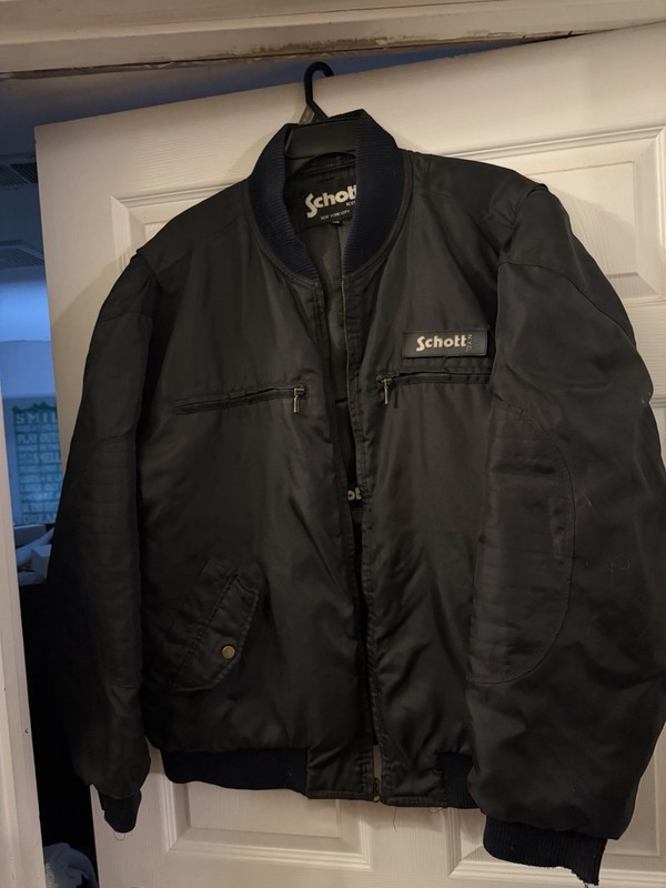 Schott NYC Men’s Black Bomber Jacket XXL Full Zip Logo Pockets