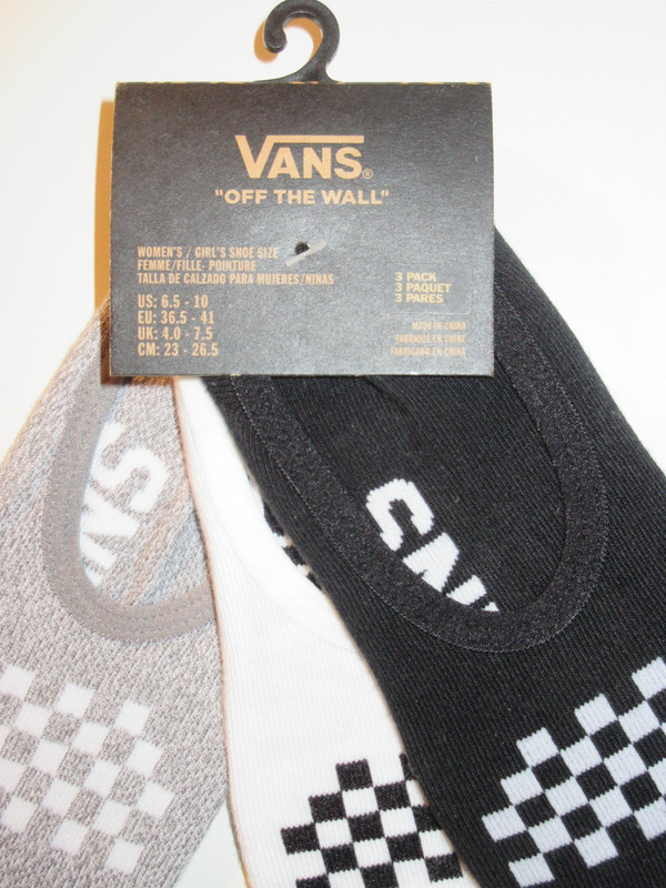 Vans Women's 3 pack No Show socks Checkerboard Black White Grey Size 6.5-10 NWT gallery
