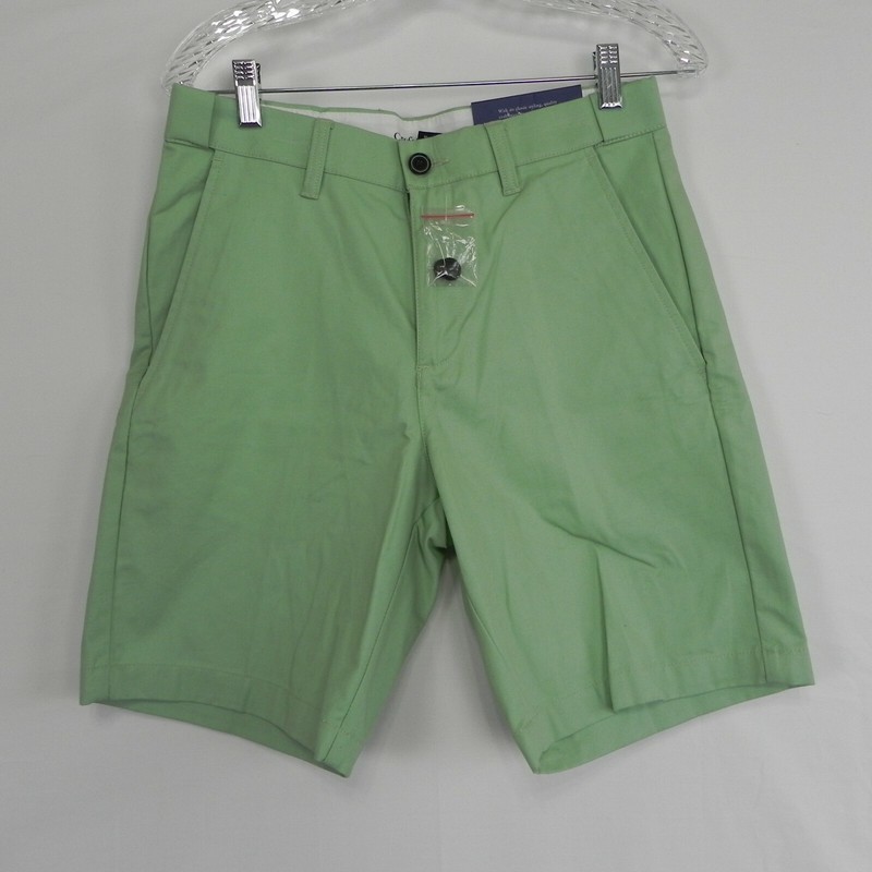 Croft & Borrow Shorts Mens 29 Easy Care Comfort Waist Chino Flat Front Green NWT