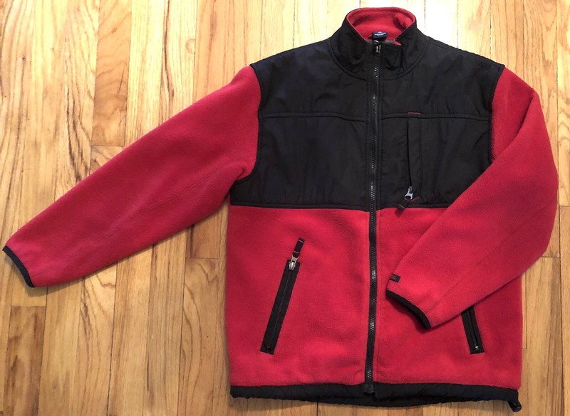 BOYS GAP FLEECE ZIPPER JACKET BLACK RED FULL ZIP SZ EXTRA LARGE XL 12