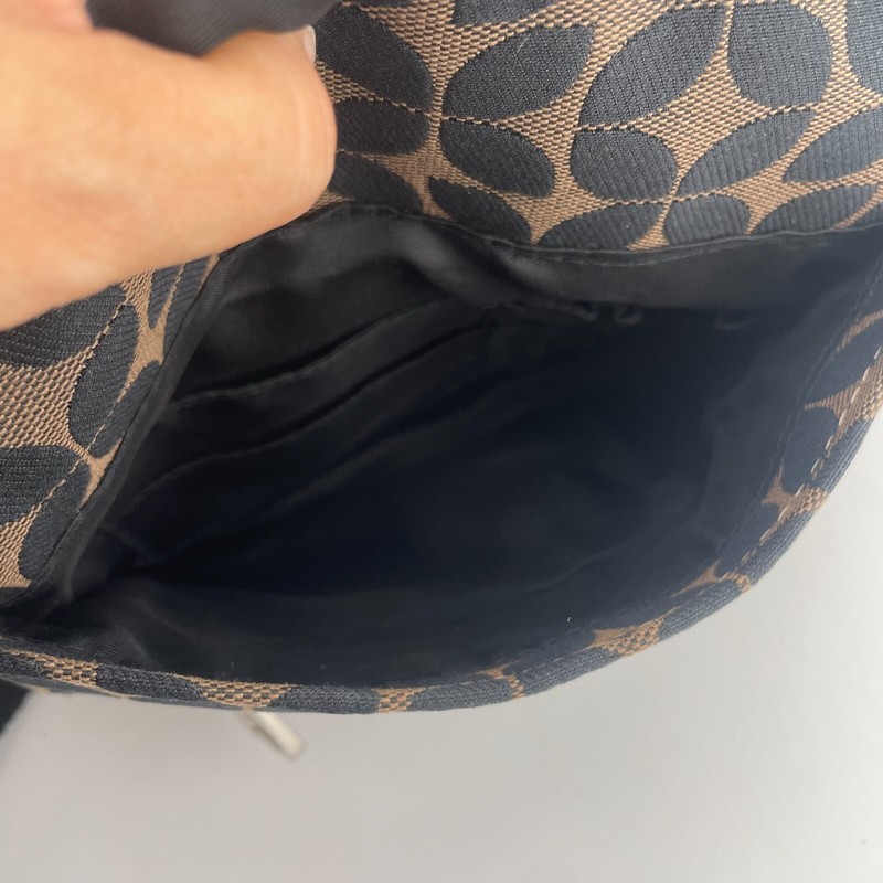 Fossil Signature Print Black/Brown Fabric Adjustable Crossbody Purse Vintage gallery