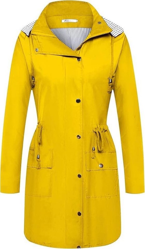 TwinkLady Womens Waterproof Raincoat Outdoor Windbreaker Plus Size M Yellow
