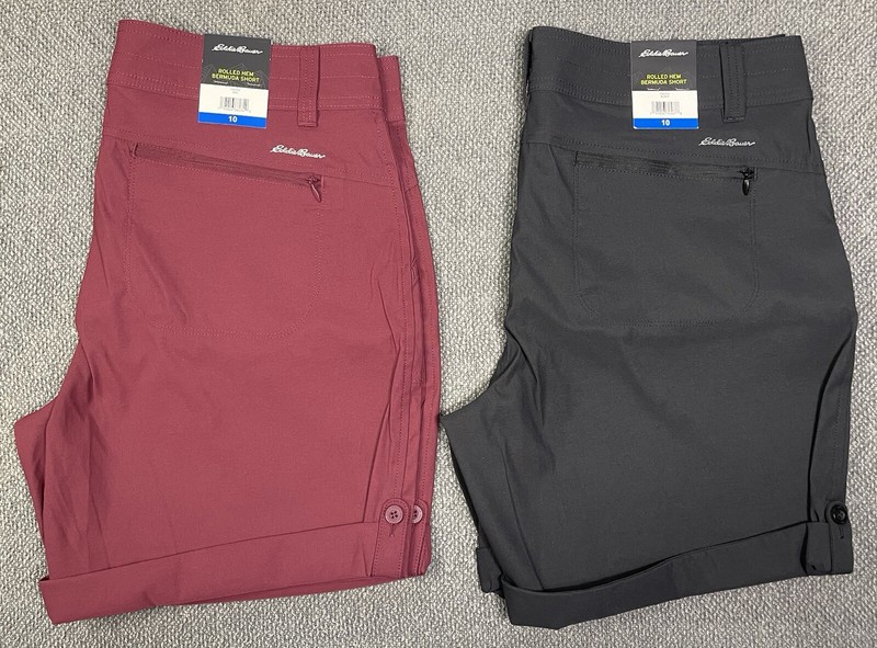 Eddie Bauer Women’s Rolled Hem Bermuda Shorts Black or Red Pick Your Size NWT
