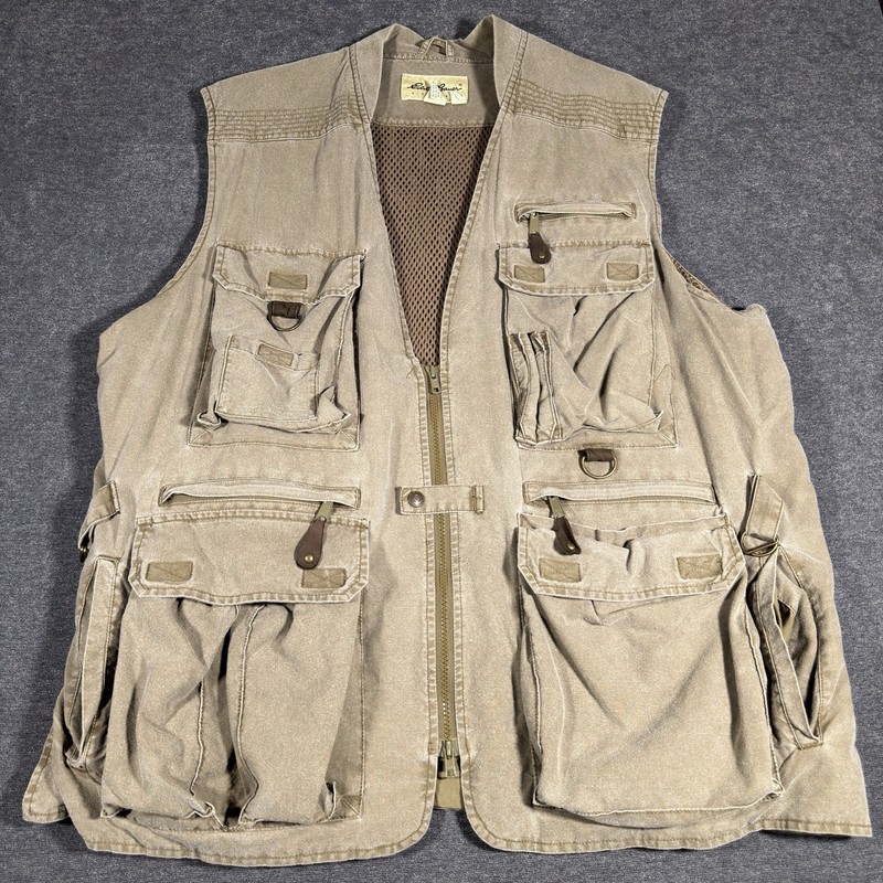 Vintage Eddie Bauer Outdoor Outfitters Vest Size XL Fishing Hunting Beige Safari