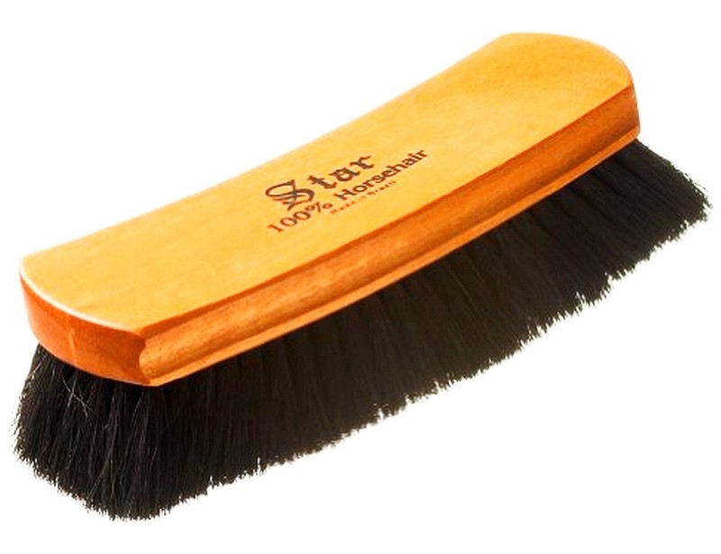 PROfessional Large 8″ Pro SHOE SHINE BRUSH 100% HorseHair BLACK dark STAR BRAZIL