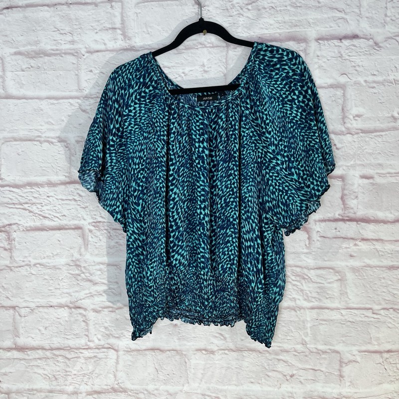 Women’s Apt 9 Size L Top Shirt Blouse Teal Green Flutter Sleeve Boho Casual