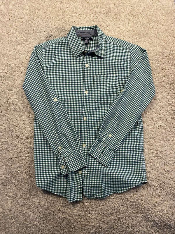 Gap Button Up Shirt Extra Large 1XL Green Plaid Outdoor Casual Kids 12yr Boy