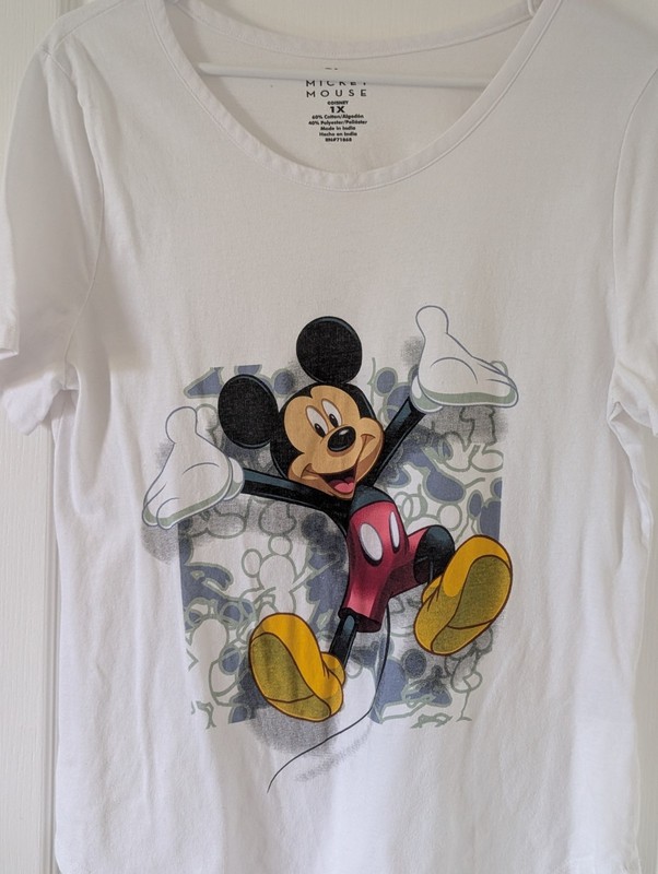 Disney Shirt Women White Mickey Mouse Graphic Scoopneck Short Sleeve T-Shirt 1X