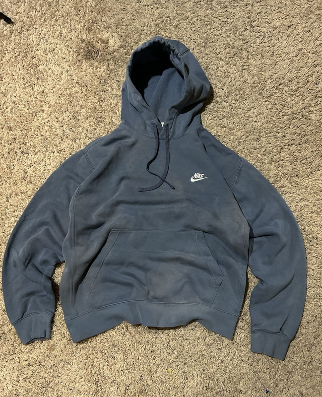 Nike Men’s Blue Pullover Hoodie M Fleece Cotton Blend Logo Kangaroo Pocket