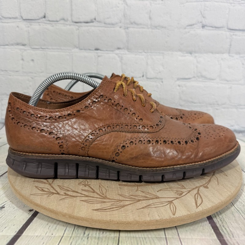 Cole Haan Oxford Mens Size 10.5 Brown Zerogrand Remastered Wingtip Leather Shoes