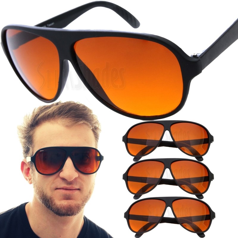 3 PAIR Blue Blocking Retro Classic Sunglasses with Blue Light Blocker Amber Lens