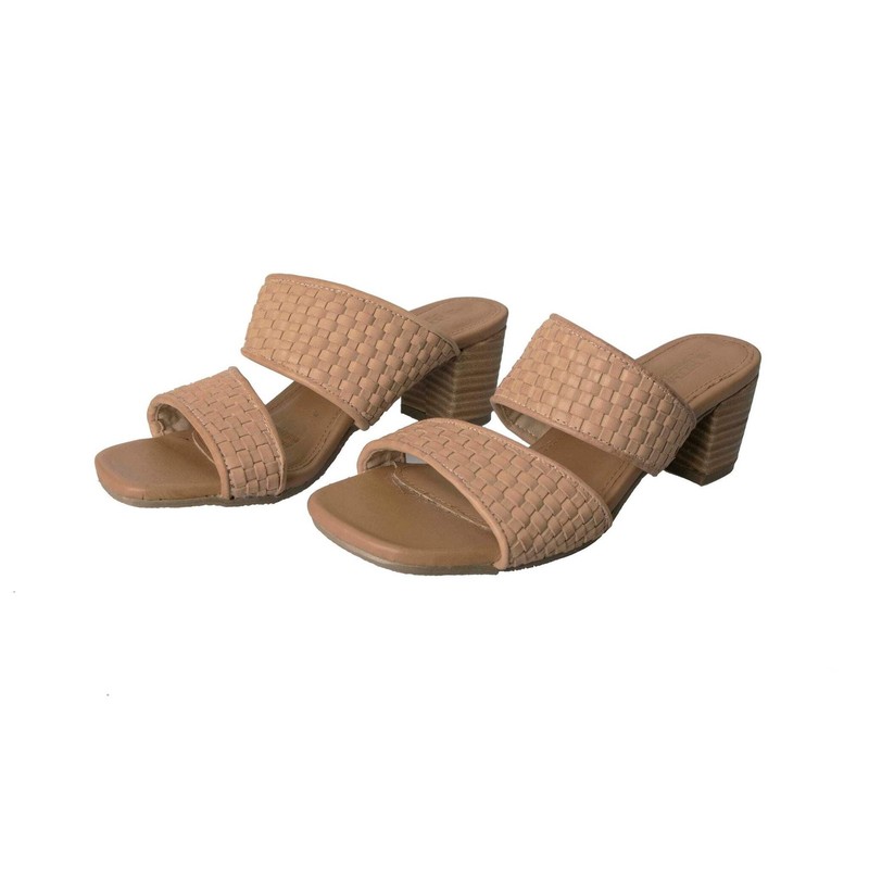 Abbe Leather Mid Heel in Natural Weave | HUMAN SHOES