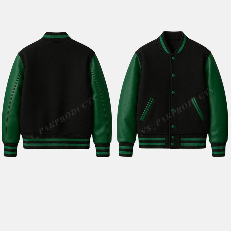 Varsity Letterman Baseball College Bomber Jacket - Wool & Leather Varsity Jacket gallery