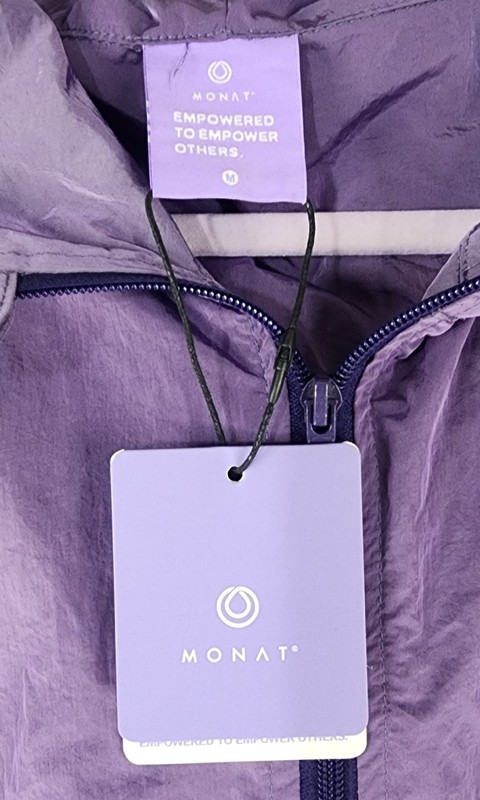 Monat Windbreaker Set Womens Medium Purple 1/2 Zip Pullover Jacket Runner Shorts gallery