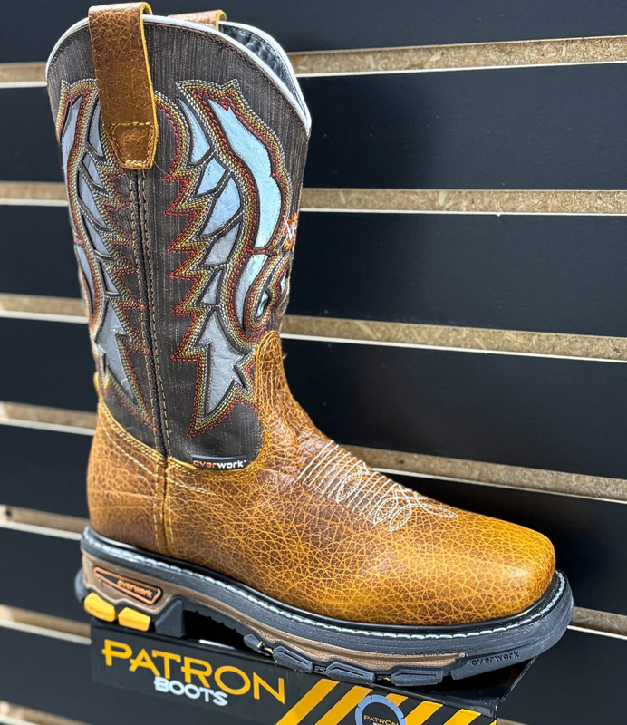 MEN'S SOFT TOE WORK BOOTS WITH SQUARE WESTERN RANCH HEAVY DUTY BOTA SHOULDER
