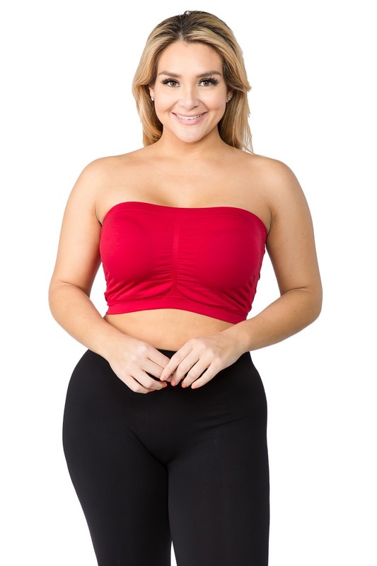Seamless Solid Cropped Tube Top Bandeau (Plus Size) gallery