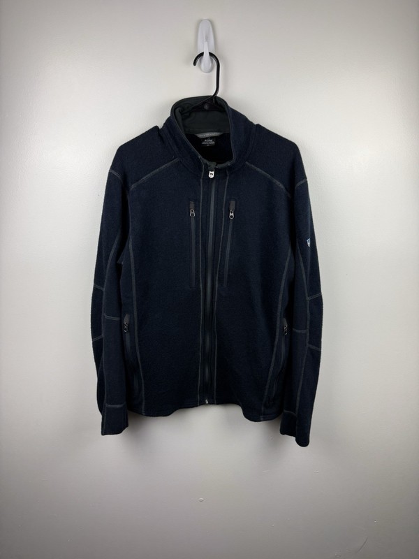 Kuhl Full zip Fleece interceptr jacket men Size XL Blue outdoor hiking logo