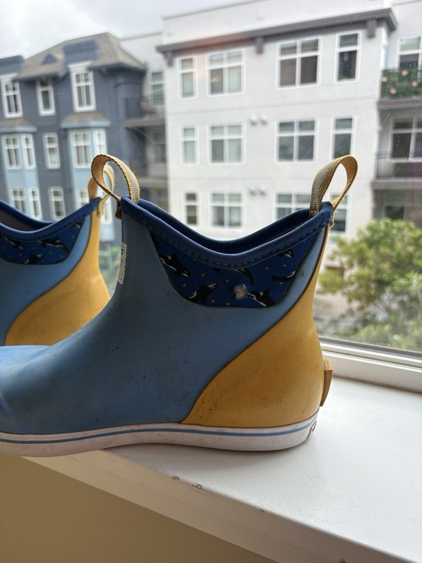 XTRATUF Salmon Sisters Waterproof Pull-On Ankle Rain Boots Blue/Yellow Men 11 gallery