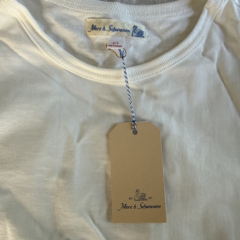 Merz B Schwann 215 T-Shirt Size 6/L, White 01, Made In Germany